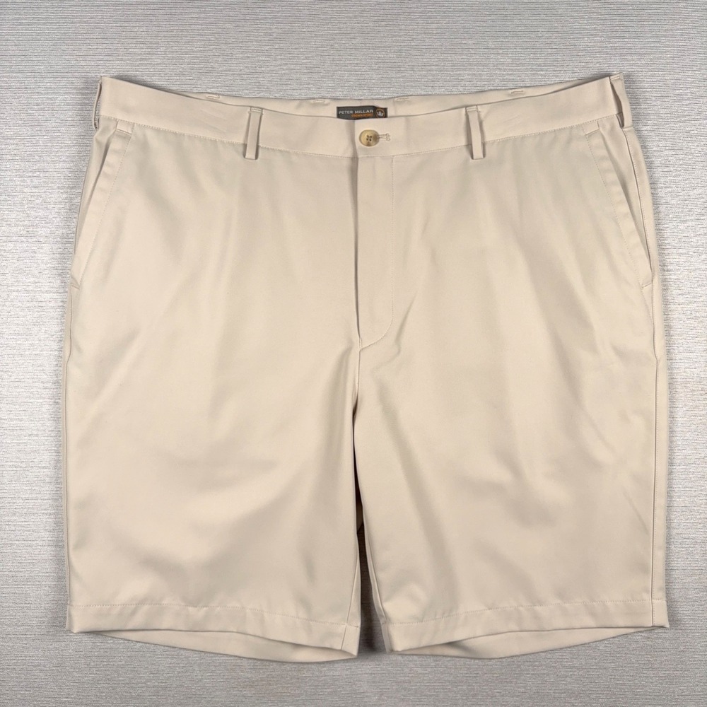 Peter Millar Salem Performance 9" Shorts Mens Size 40 Stone Polyester